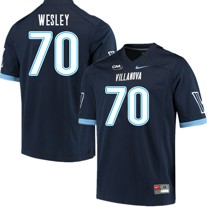 Men #70 Dhamir Wesley Villanova Wildcats College Football Jerseys Stitched Sale-Navy